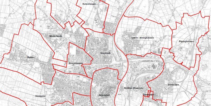 Minden_Karte Ausschnitt Stadtbezirke