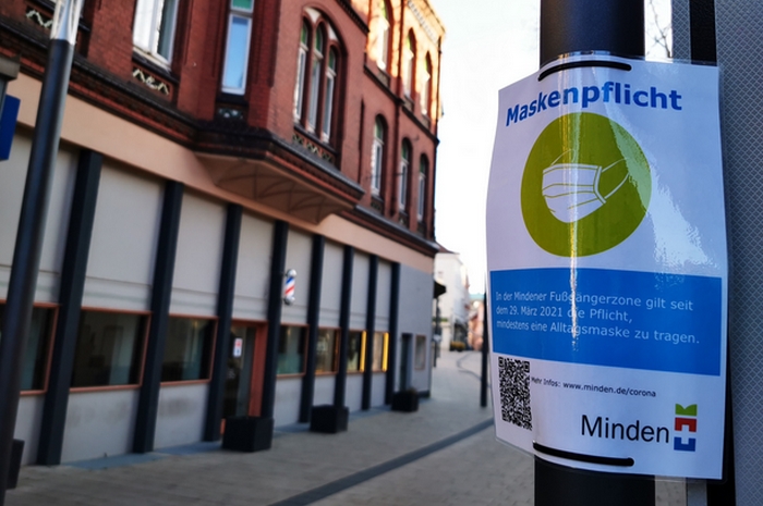 Maskenpflicht in Mindener Fußgängerzone Maskenpflicht