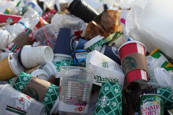 Coffee togo Plastikmüll in der Natur